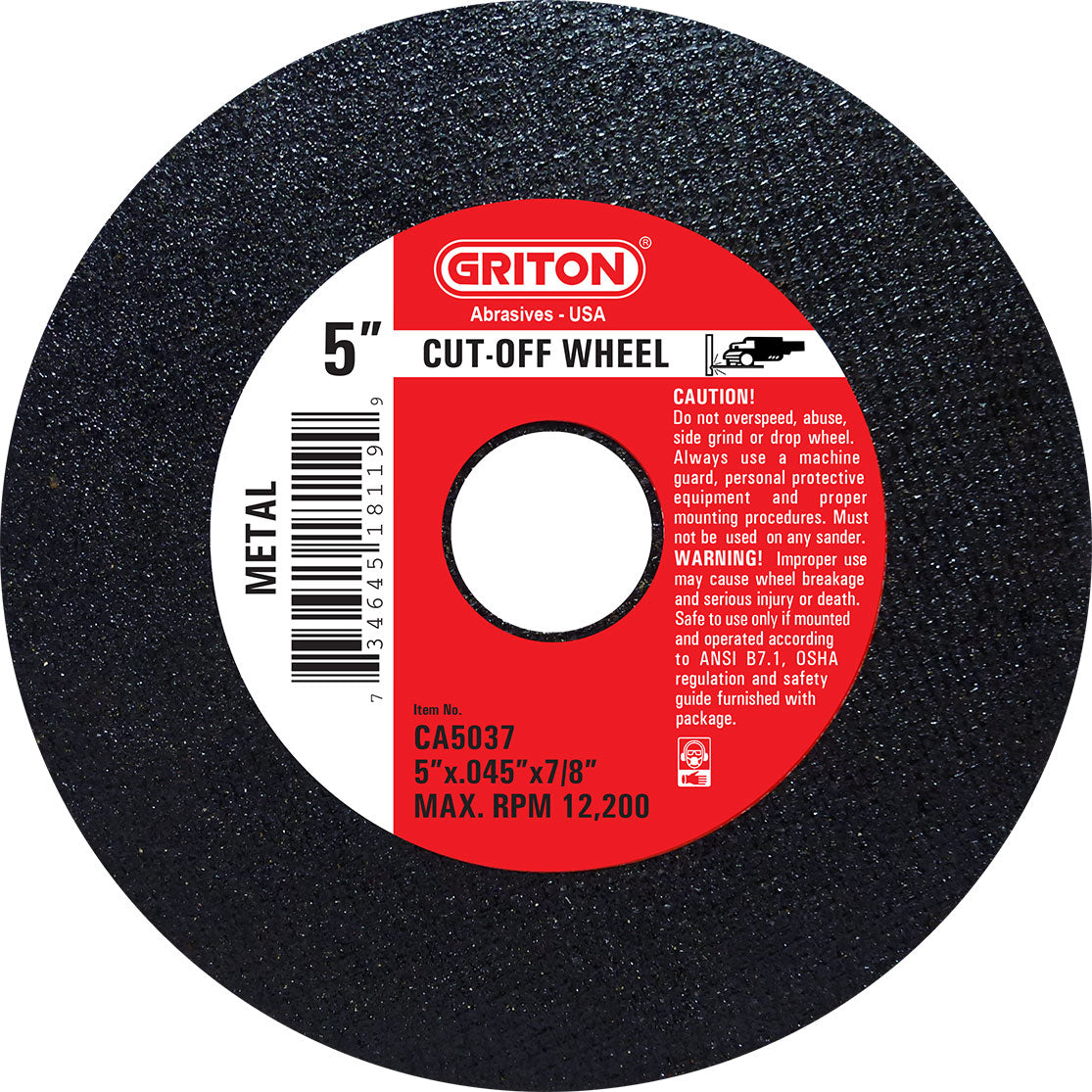 CA5037 5"x.045"x7/8" T1, for Metal Cutting (10/pack) - Image 1