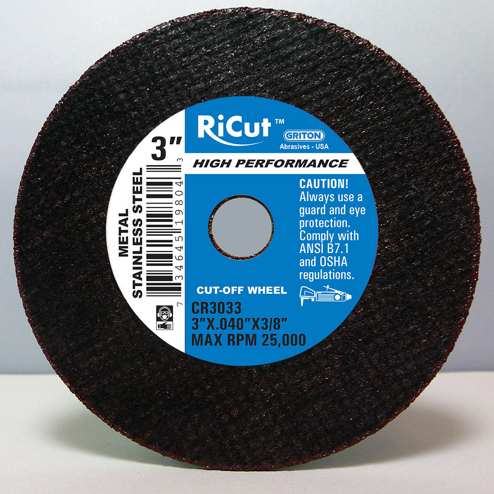 CR3033 3"x.040"x3/8" Metal/Stainless Steel Cutting Wheels (10/pack) - Imagen 1