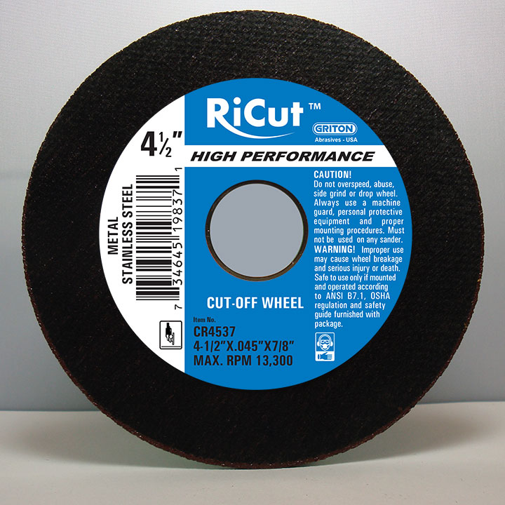 CR4537 4-1/2"x.045"x7/8" Metal/Stainless Steel Cutting Wheels (10/pack) - Imagem 1