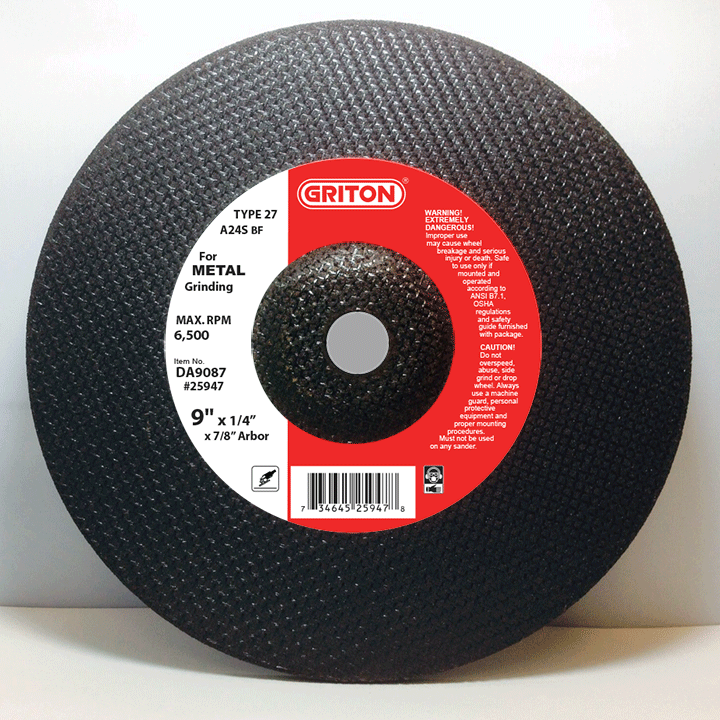 DA9087 9"x1/4"x7/8" T27 for METAL Grinding (10/pack) - Imagen 1