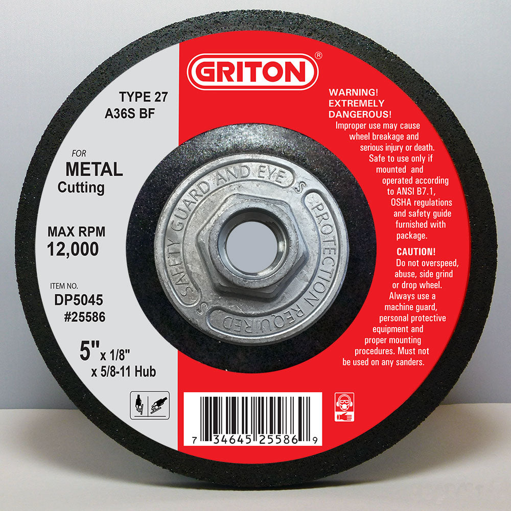 DP5045_a6f1f3a8-4c1d-4932-be2f-2bb45edd219f 5"x 1/8"x 5/8-11 T-27 METAL Cutting (10/pack) - Image 1