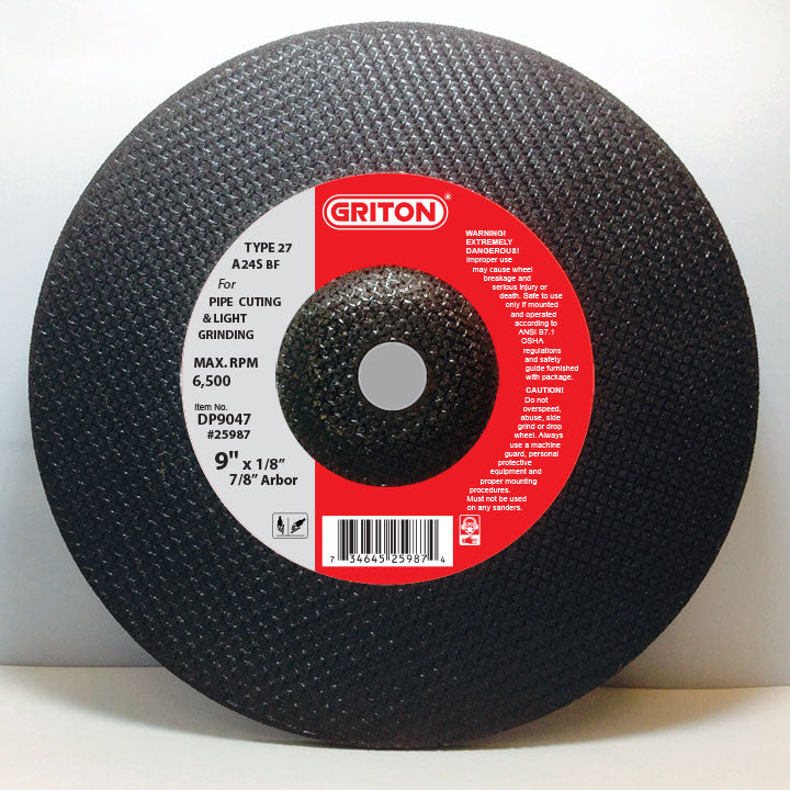 DP9047 9"x 1/8"x 7/8" T-27 METAL Cutting & Light Grinding (10/pack) - Image 1
